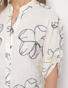 melya by melody Cămașă Alb-Bleu-marin Oversize cu mâneci reglabile și broderie Folirella
