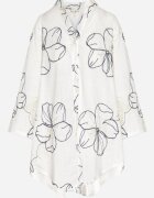melya by melody Cămașă Alb-Bleu-marin Oversize cu mâneci reglabile și broderie Folirella