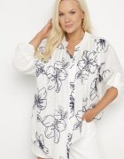 melya by melody Cămașă Alb-Bleumarin cu Bumbac cu Flori Brodate Tolarea