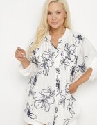melya by melody Cămașă Alb-Bleumarin cu Bumbac cu Flori Brodate Tolarea