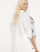melya by melody Cămașă Alb-Bleumarin cu Bumbac cu Flori Brodate Tolarea