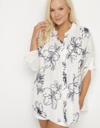 melya by melody Cămașă Alb-Bleumarin cu Bumbac cu Flori Brodate Tolarea