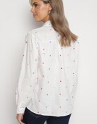 melya by melody Cămașă Albă cu amestec de Bumbac Ornată cu Buzunar și Broderii Inimi Meristia