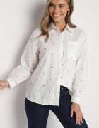 melya by melody Cămașă Albă cu amestec de Bumbac Ornată cu Buzunar și Broderii Inimi Meristia