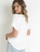 melya by melody Cămașă Albă cu Dantelă și Decolteu Triunghiular Kieratia