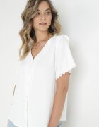 melya by melody Cămașă Albă cu Dantelă și Decolteu Triunghiular Kieratia