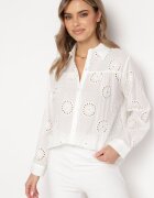melya by melody Cămașă albă din bumbac cu model brodat și zirconii Ilumine
