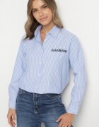 melya by melody Cămașă Albastră Deschisă în Dungi Decorată cu Broderie Denelle