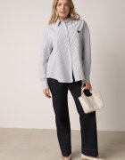 melya by melody Cămașă Albastră din Bumbac în Dungi Decorată cu Broderie Inimă Sewriva