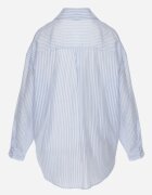 melya by melody Cămașă Albastră oversize din Tencel în dungi decorată cu broderie Tidine