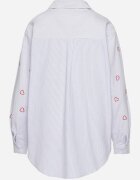 melya by melody Cămașă Albastră-Roșie cu croi oversize în dungi decorată cu broderie cu inimi Nitariena