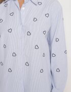 melya by melody Cămașă Albastru-bleumarin oversized în dungi decorată cu broderie inimi Nitariena