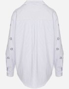 melya by melody Cămașă Albastru-bleumarin oversized în dungi decorată cu broderie inimi Nitariena