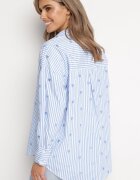 melya by melody Cămașă albastru deschis din bumbac cu dungi cu inimi brodate Sanileni