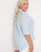 melya by melody Cămașă albastru deschis din bumbac cu mânecă scurtă cu buline decorative Tinasenna
