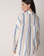 melya by melody Cămașă Bej-Albastră din bumbac în dungi cu croială lejeră Lievan