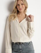 melya by melody Cămașă bej deschis din bumbac cu dungi verticale decorată cu zirconii Isorina