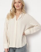 melya by melody Cămașă bej deschis din bumbac cu dungi verticale decorată cu zirconii Isorina