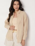 melya by melody Cămașă Bej din bumbac cu in Brodată Terkio