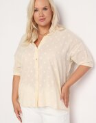 melya by melody Cămașă Bej din Bumbac cu Mânecă Scurtă cu Buline Decorative Tinasenna