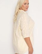 melya by melody Cămașă Bej din Bumbac cu Mânecă Scurtă cu Buline Decorative Tinasenna
