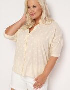 melya by melody Cămașă Bej din Bumbac cu Mânecă Scurtă cu Buline Decorative Tinasenna