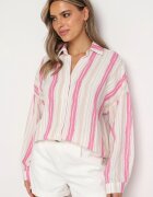 melya by melody Cămașă Bej-Fucsia Din bumbac Cu dungi Cu croială lejeră Lievan
