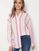 melya by melody Cămașă Bej-Fucsia Din bumbac Cu dungi Cu croială lejeră Lievan