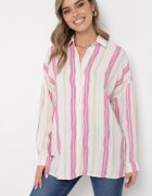 melya by melody Cămașă Bej-Fucsia Din bumbac Cu dungi Cu croială lejeră Lievan