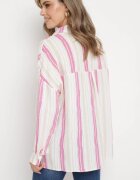melya by melody Cămașă Bej-Fucsia Din bumbac Cu dungi Cu croială lejeră Lievan