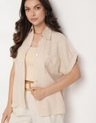 melya by melody Cămașă Bej în dungi cu guler Vimere