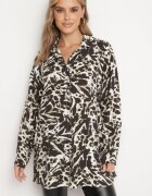 melya by melody Cămașă Bej închis din Viscoză cu In Decorată cu Model Geometric Emirelae