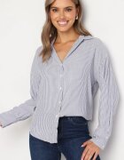 melya by melody Cămașă bleumarin cu dungi subțiri din viscoză și in Iveira