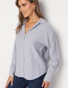 melya by melody Cămașă bleumarin cu dungi subțiri din viscoză și in Iveira