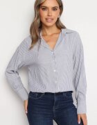 melya by melody Cămașă bleumarin cu dungi subțiri din viscoză și in Iveira