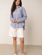 melya by melody Cămașă clasică cu conținut mare de bumbac brodată cu broderie Thessione Albastră