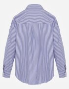 melya by melody Cămașă clasică cu conținut mare de bumbac brodată cu broderie Thessione Albastră