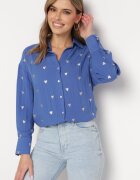 melya by melody Cămașă de bumbac albastră cu in cu croială clasică Tallriel