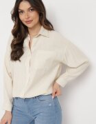 melya by melody Cămașă de bumbac bej cu model în dungi Irviana