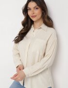 melya by melody Cămașă de bumbac bej cu model în dungi Irviana