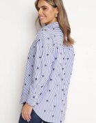melya by melody Cămașă de Bumbac Granat în Dungi cu Inimi Brodate Larnieka