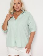 melya by melody Cămașă de Bumbac Verde Deschis cu Mânecă Scurtă Tinalyni