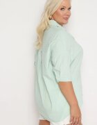 melya by melody Cămașă de Bumbac Verde Deschis cu Mânecă Scurtă Tinalyni