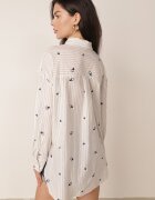melya by melody Cămașă de vară din bumbac croi oversize cu dungi și broderie Deinaris Albastră