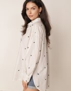 melya by melody Cămașă de vară din bumbac croi oversize cu dungi și broderie Deinaris Albastră