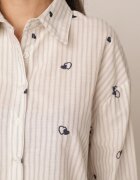 melya by melody Cămașă de vară din bumbac croi oversize cu dungi și broderie Deinaris Albastră