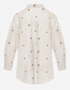 melya by melody Cămașă de vară din bumbac croi oversize cu dungi și broderie Deinaris Bej