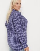 melya by melody Cămașă din bumbac bleumarin cu mânecă lungă și decolteu triunghiular închisă cu nasturi Tesapaula