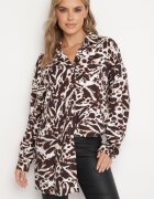 melya by melody Cămașă Maro Din Viscoză Cu In Decorată Cu Model Geometric Emirelae
