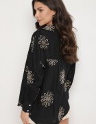 melya by melody Cămașă Neagră din Bumbac cu In Decorată cu Broderie Terkio